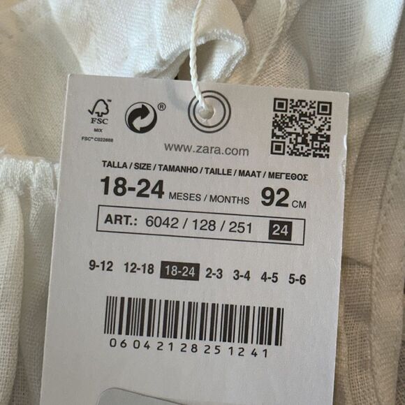 ZARA Kids | Oyster White | TIERED LINEN DRESS - Picture 4 of 4